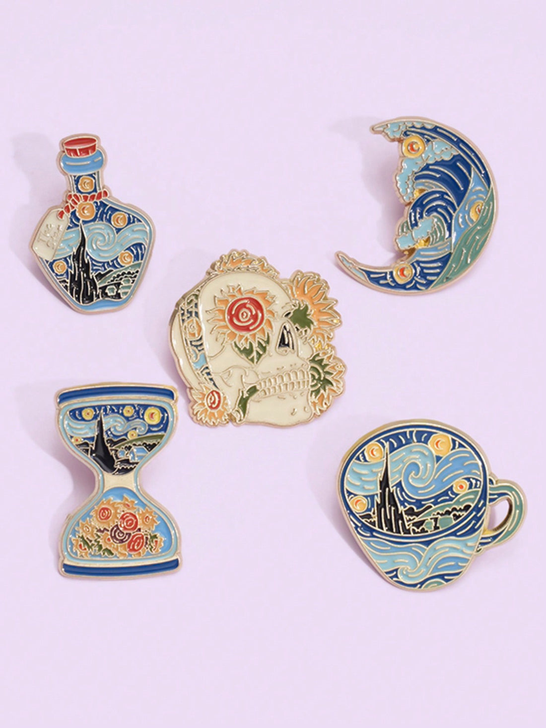 Add a touch of artistic flair with these Starry Night Enamel Pins, featuring a custom Van Gogh oil painting design. Made from high quality materials, these brooches are perfect for any art lover and add a unique touch to any outfit. Elevate your style with this one-of-a-kind set.