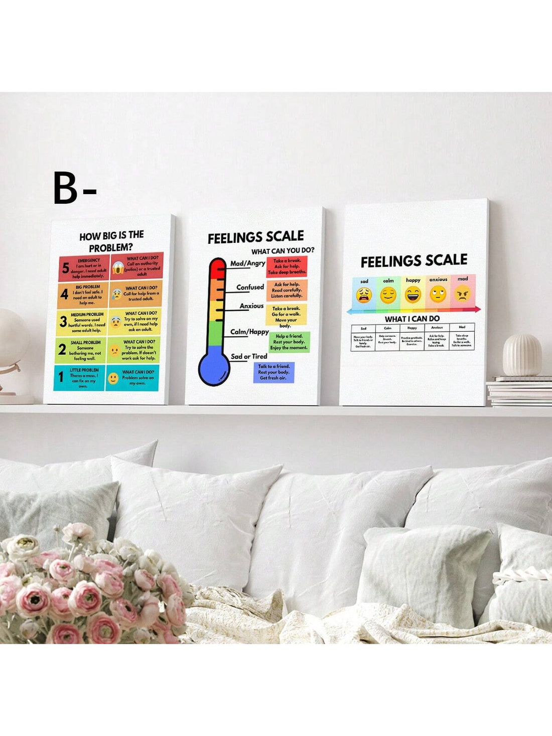 Improve emotional regulation and coping skills with our Emotional Awareness Canvas. This Anger Scale for Kids &amp; Teens visually depicts essential tools for managing anger, providing a practical guide for young minds. Develop self-awareness and emotional intelligence with our wall art that serves as an educational reminder for everyday life.