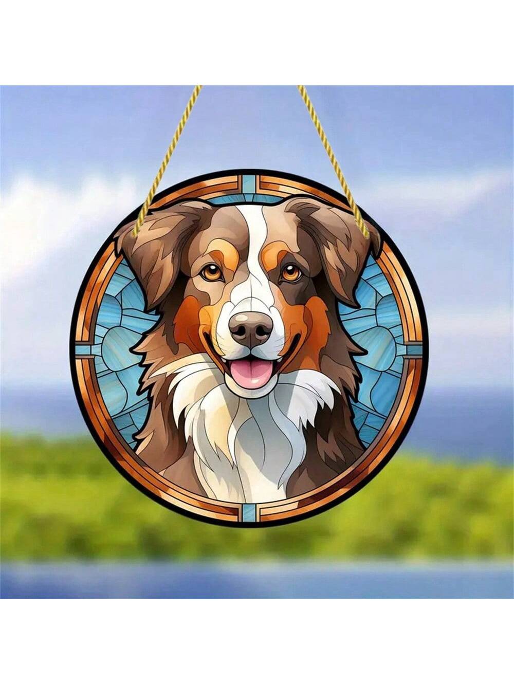 Enhance your car with this vibrant Colorful Dog Stained Window Hanging, a perfect gift for dog lovers. Its eye-catching design and loyal companion motif add a touch of personality to your vehicle. Show your love for your furry friend with this unique decoration.