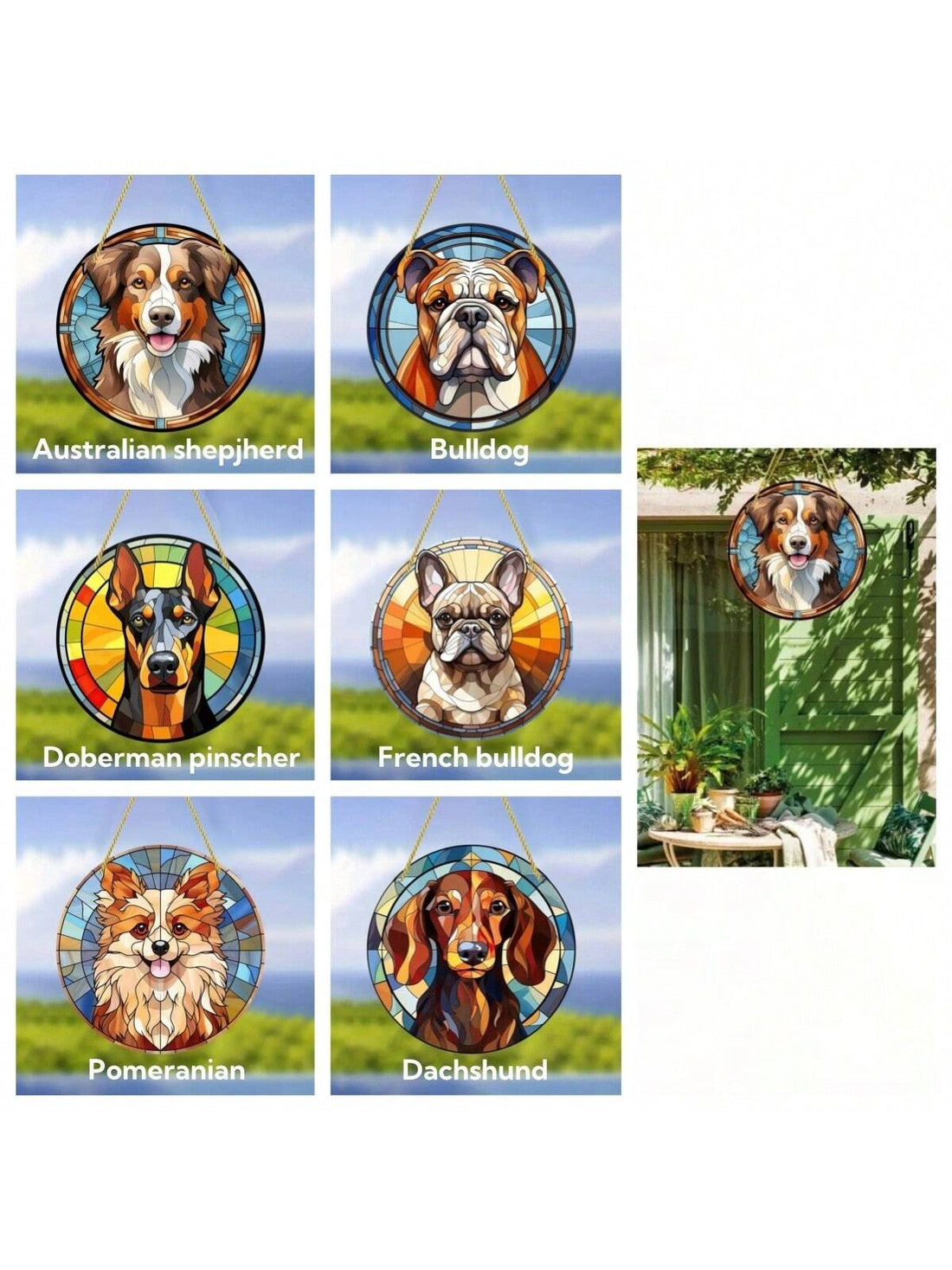 Enhance your car with this vibrant Colorful Dog Stained Window Hanging, a perfect gift for dog lovers. Its eye-catching design and loyal companion motif add a touch of personality to your vehicle. Show your love for your furry friend with this unique decoration.