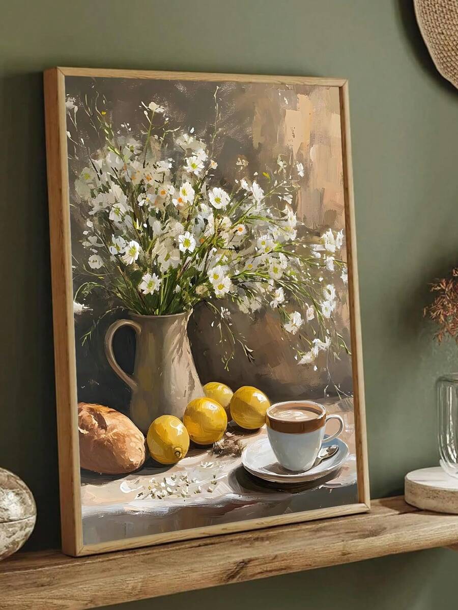 Bring nature's beauty into your home with this stunning green floral and fruit canvas art. Featuring vibrant multicolor patterns of plants and fresh produce, this modern unframed painting adds a fresh, contemporary touch to any room—especially dining spaces. Crafted on durable canvas with a waterproof finish, it's built to last. The removable design makes it easy to reposition or update your décor whenever inspiration strikes. Transform your walls into a botanical retreat that celebrates the elegance of nat