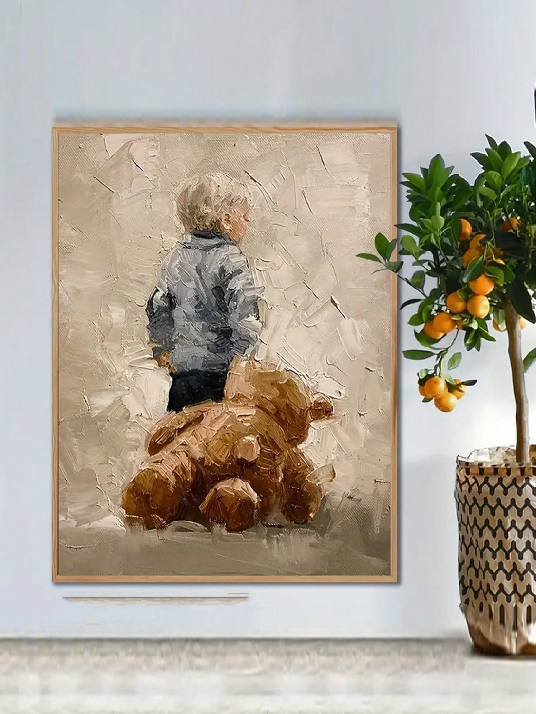 Enhance your modern interior with this captivating "Charming Kids with Bears" canvas art print. Featuring a charming and heartwarming scene of kids playing with teddy bears, this print adds a touch of innocence and joy to any room. Made with high-quality materials, it is the perfect addition to your home decor.