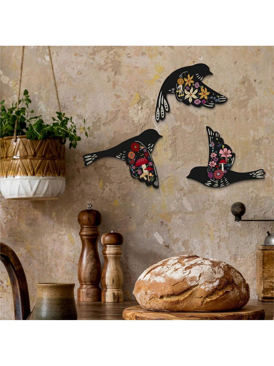 This Vintage Wooden Hummingbird Wall Art Set is the perfect addition to your Gothic home decor. Crafted with expert detail, these pieces are a must-have for any bird lover. Each set includes multiple pieces to create a stunning display. Give your walls a touch of vintage charm and elevate your space with this unique and timeless wall art.