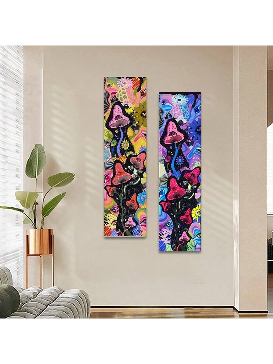 Experience the unique beauty and vibrancy of our Psychedelic Mushroom Tapestry. Its colorful design and intricate details make it the perfect addition to your bedroom decor. Let this Hippy Eye Wall Hanging transport you to another world, bringing a touch of whimsy and individuality to your space.