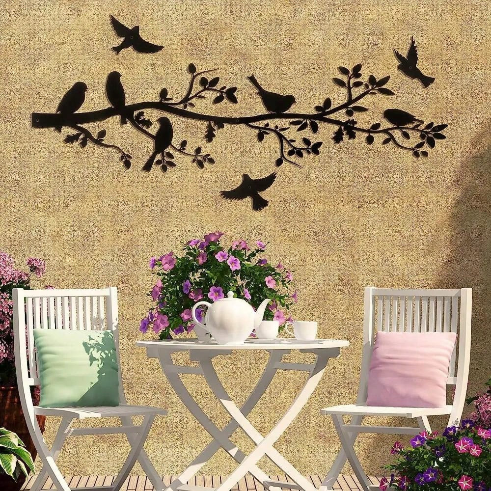 Enhance the aesthetic of your home or office with our elegant 5-piece metal wall art set featuring a nature-inspired design of black branches and birds. Made with high-quality metal, this art set will add a touch of sophistication to any room. Transform your space with this sophisticated and timeless piece.