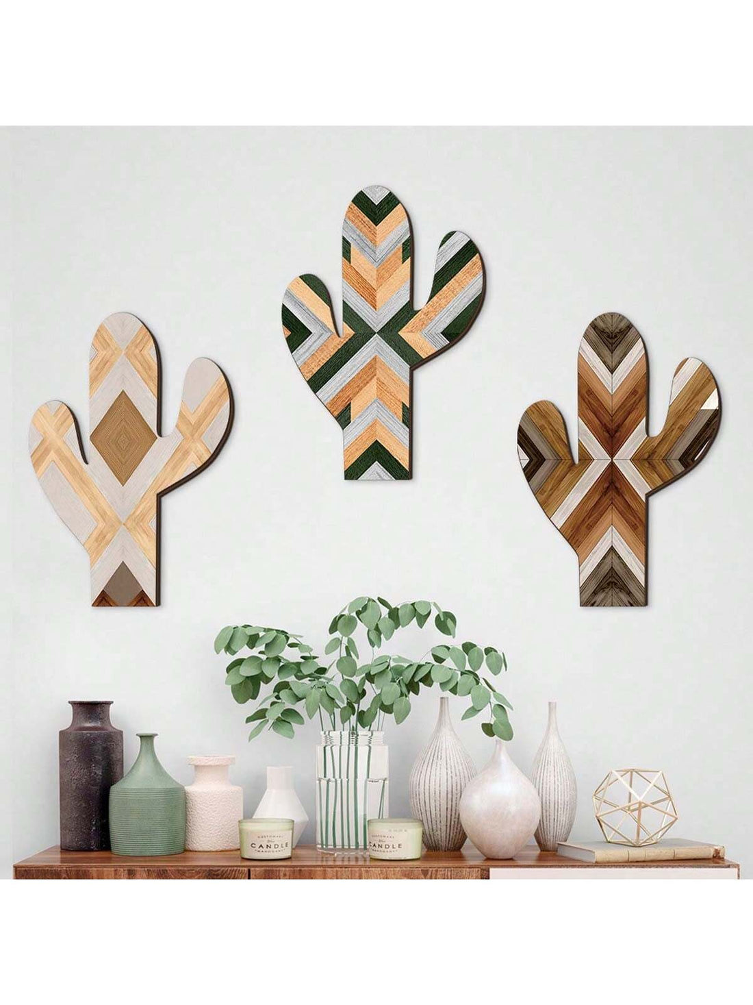 Transform your home into a minimalist oasis with our Bohemian Oasis 3-Piece Cactus Wooden Wall Decor Set. Crafted from high-quality wood, these cactus art pieces bring a touch of nature to your walls. Elegant and simplistic, this set is perfect for those looking to add a unique and modern touch to their home decor.