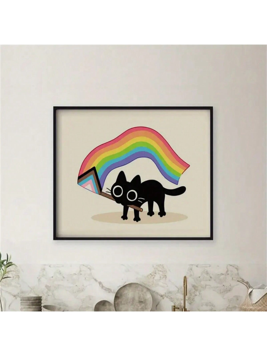 Introducing the Rainbow Pride Cat Canvas Wall Art, the perfect addition to your home décor! With its vibrant colors and playful cat design, this piece is sure to brighten up any room. Show your support for the LGBTQ+ community while adding a touch of whimsy to your space.