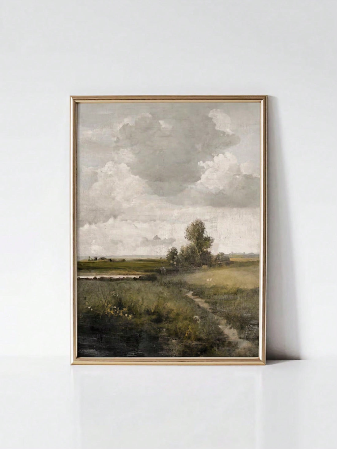 This exquisite canvas print captures the essence of rustic elegance with its warm, golden-hued landscape rendered in classic oil painting style. The composition evokes the serene countryside charm that defines farmhouse and French country aesthetics, making it an ideal focal point for living spaces, bedrooms, or dining areas seeking authentic vintage character.