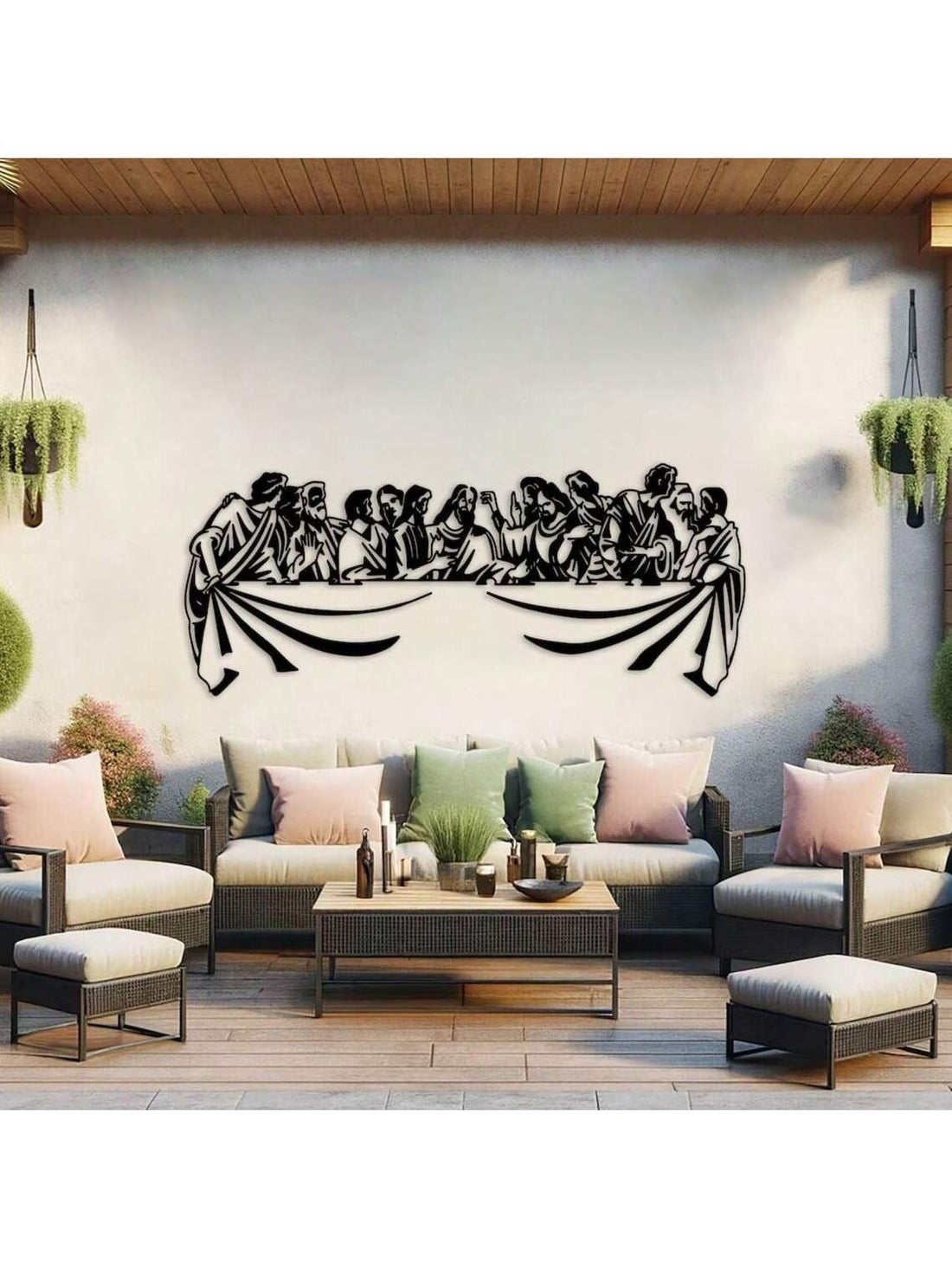 Enhance your Christian living room with Divine Décor: Jesus and The Last Supper Metal Wall Art. Crafted with precision and attention to detail, this piece adds a touch of spiritual elegance to any space. Made to last, it serves as a beautiful reminder of faith and love for years to come.