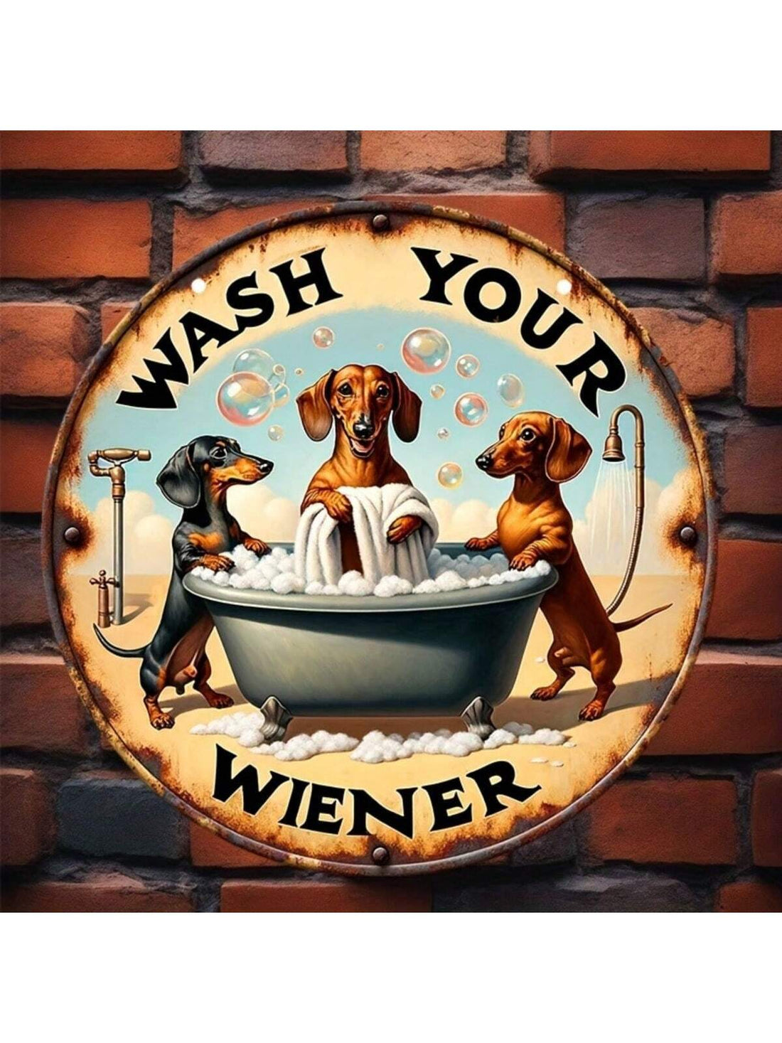 This vintage wooden plaque is a must-have for any dog lover. Featuring a charming dachshund illustration, it will add a touch of whimsy to your home decor. Hang it up and show off your love for these lovable canines. Guaranteed to bring a smile to your face every time you see it.