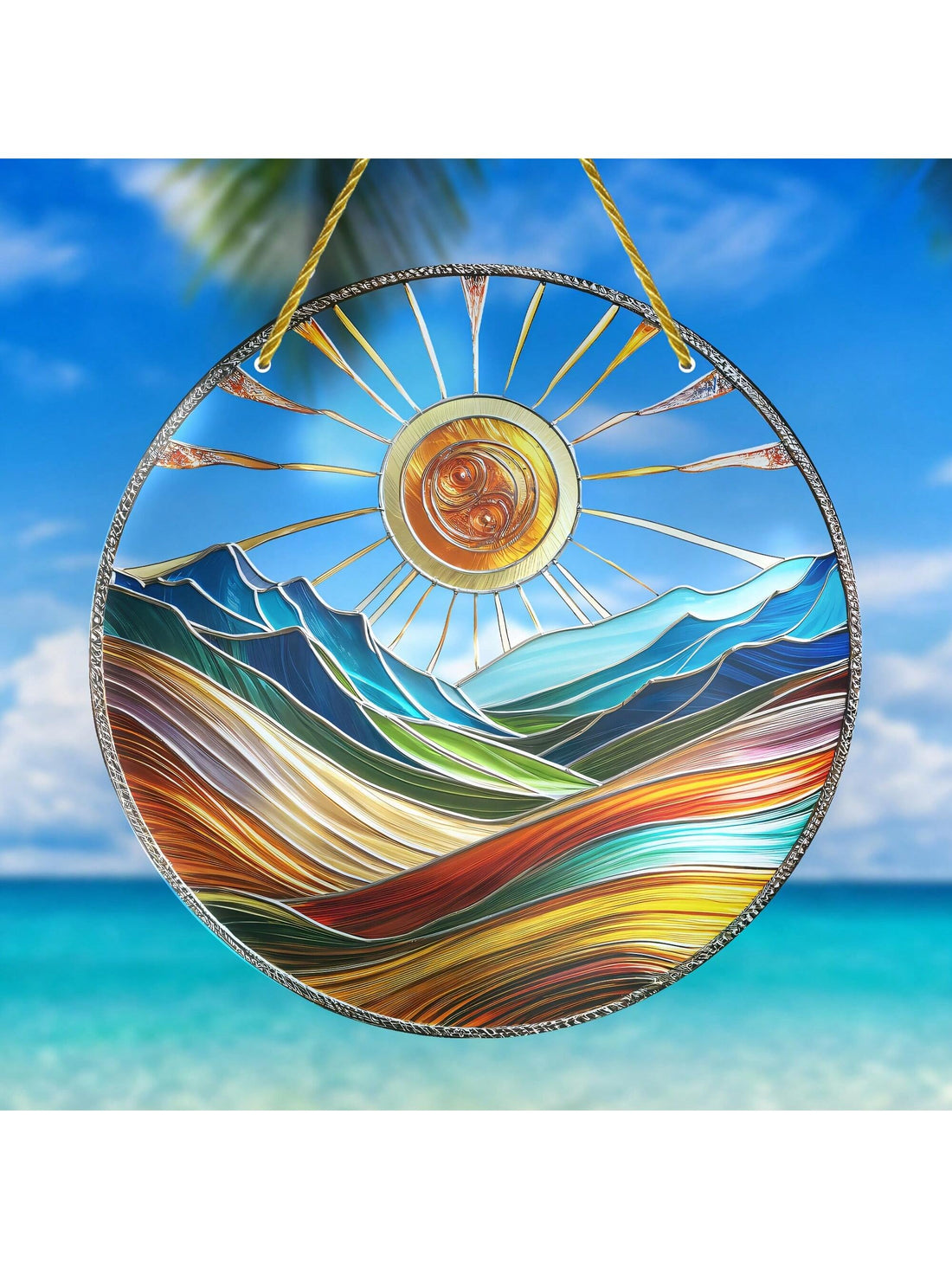 Transform your space into a warm and inviting oasis with our Sunshine in Your Space Suncatcher. Featuring a vibrant and large sun design, this hanging ornament will add a touch of brightness to any room. Let the light shine in and bring a positive energy to your space.