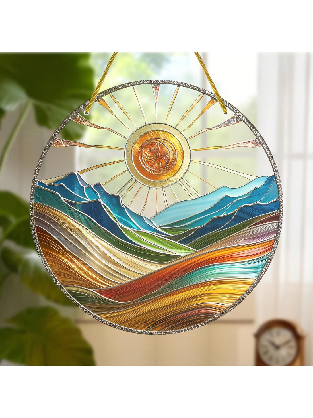 Transform your space into a warm and inviting oasis with our Sunshine in Your Space Suncatcher. Featuring a vibrant and large sun design, this hanging ornament will add a touch of brightness to any room. Let the light shine in and bring a positive energy to your space.