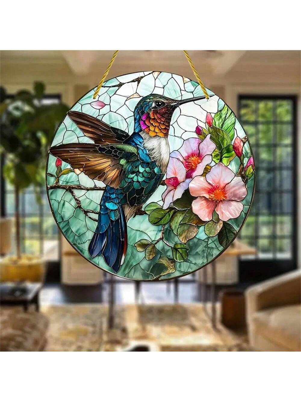 This beautiful stain glass sun catcher features a colorful bird resting on a branch, making it the perfect gift for bird enthusiasts. The vibrant colors and delicate design will add a touch of nature and beauty to any room. Hang it in a window and let the sun catch the intricate details of the glass.