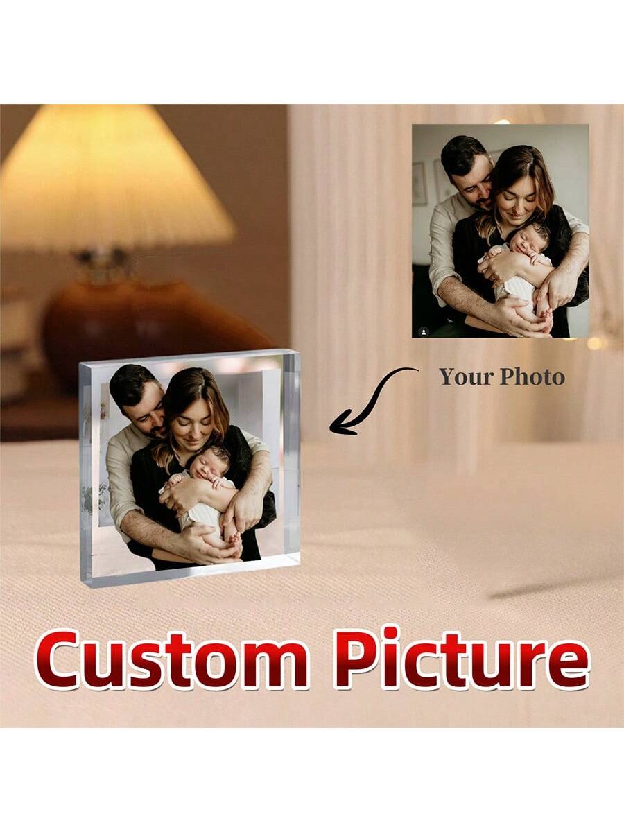 Capture and cherish your cherished memories with our Personalized Glass Effect Acrylic Photo Block. Perfect for any occasion, this photo block adds a touch of elegance to any space. Customize it with your own photos for a truly unique and meaningful display piece.