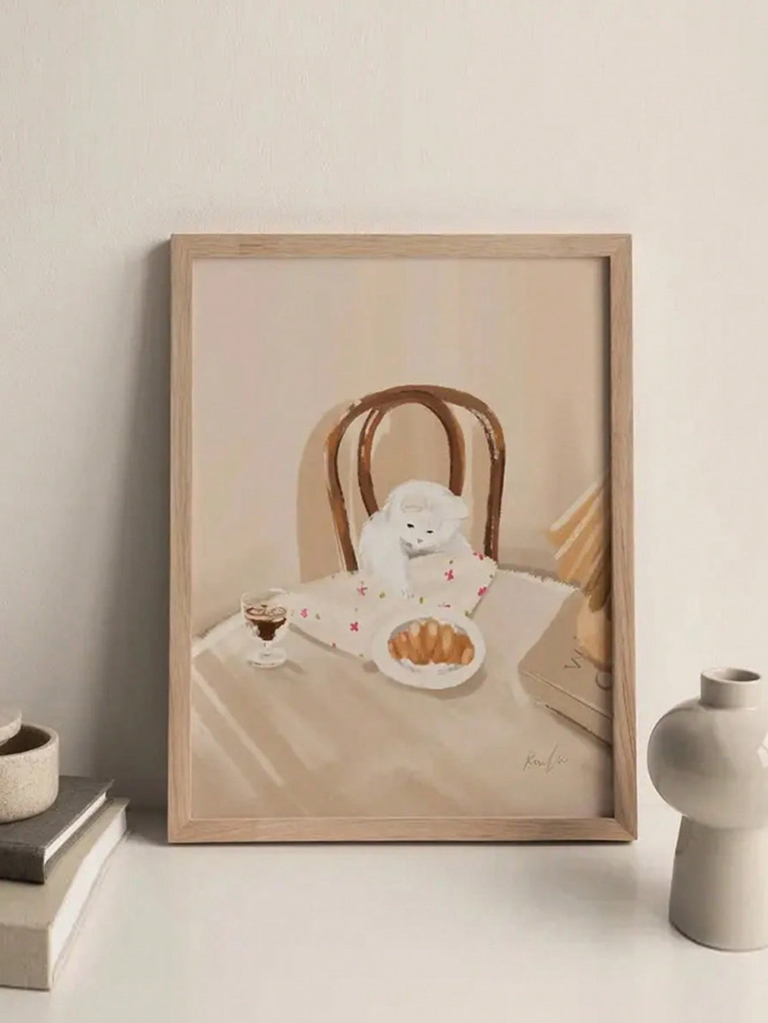 Enhance your cozy space with this charming and whimsical white cat canvas poster. Crafted with high-quality materials, this wall art will add a touch of playfulness to any room. Perfect for cat lovers, this poster will bring joy and character to your home.