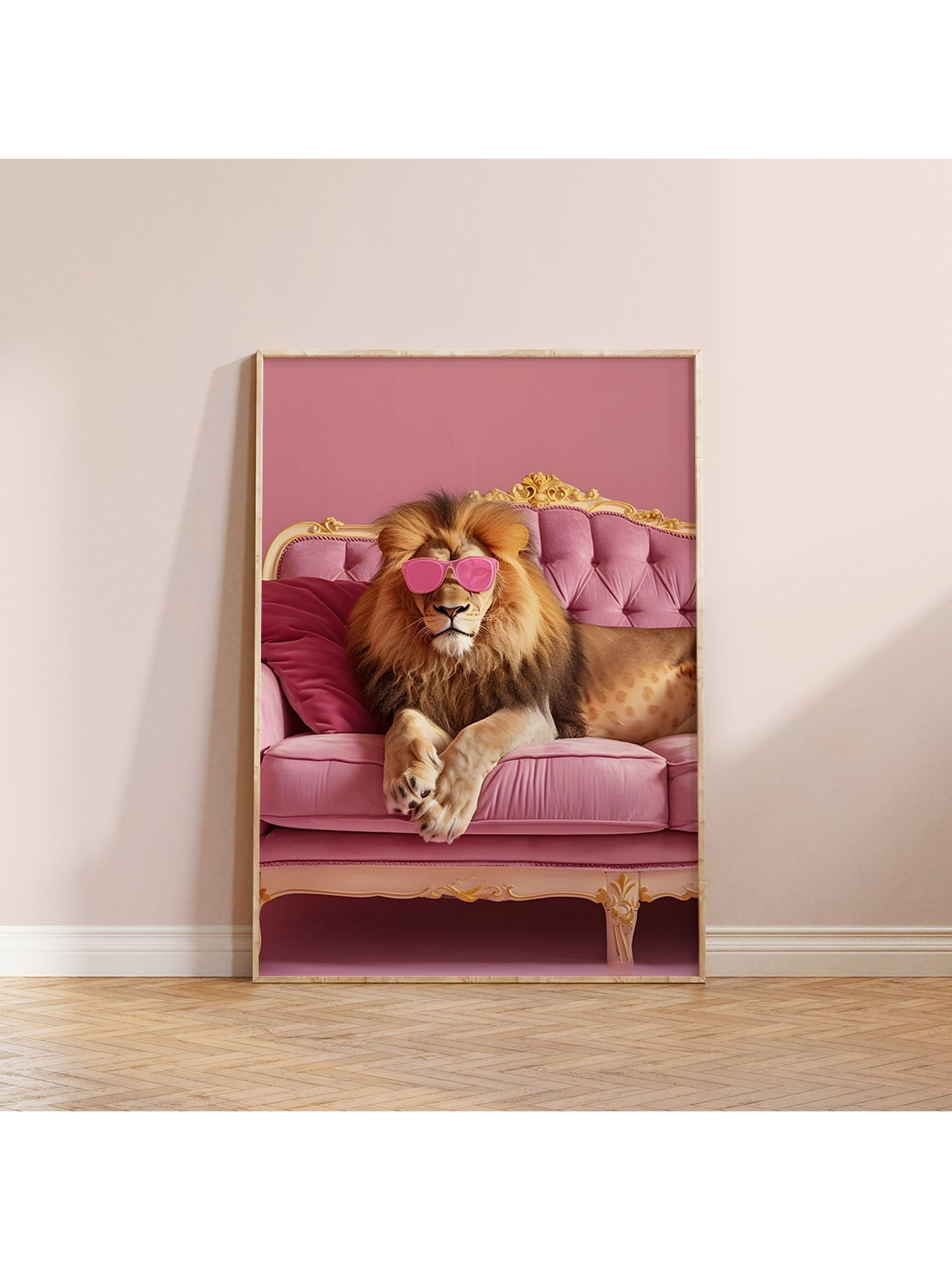 Add a touch of trendiness to your room with this waterproof canvas wall art featuring a lion in sunglasses. This poster is the perfect addition to any aesthetic decor and is sure to make a statement. Made with high-quality materials, it will stay looking fresh for years to come.