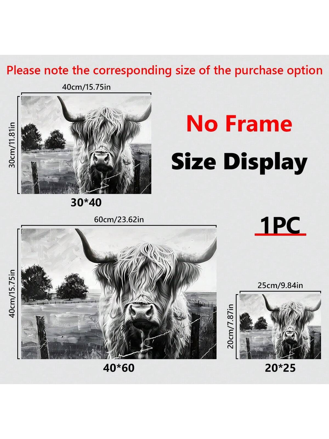 Add a touch of rustic charm to your living space with our Highland Cow Canvas Print Wall Decor. Perfect for bedroom or living room, this print is expertly framed for easy hanging and features a high-quality design that will elevate any home decor. Bring the beauty of the countryside into your home with this stunning piece.