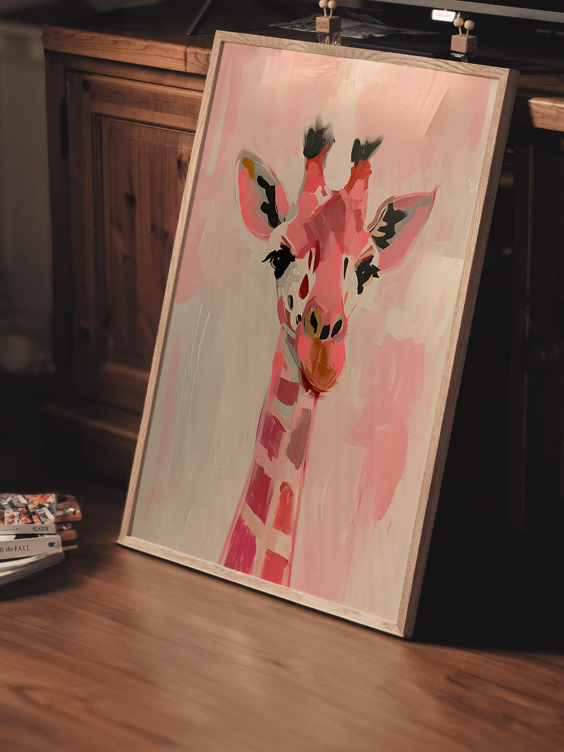 Add a charming touch to any space with this Cute Pink Giraffe Canvas Poster. Crafted with waterproof materials, it ensures durability and easy maintenance, making it ideal for trendy room decor. Its unique design offers a playful yet sophisticated accent, perfect for gifting or enhancing your own environment with a splash of color and personality.