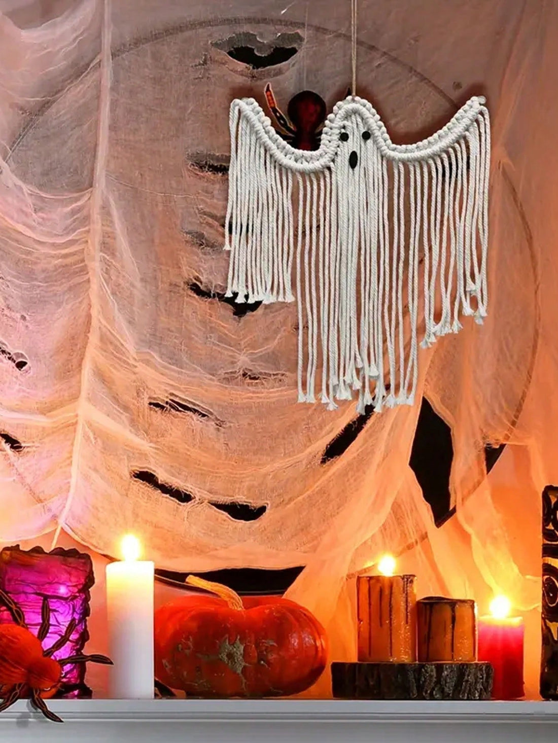 Spooky Handmade White Ghost Hanging Ornament for Halloween Decor