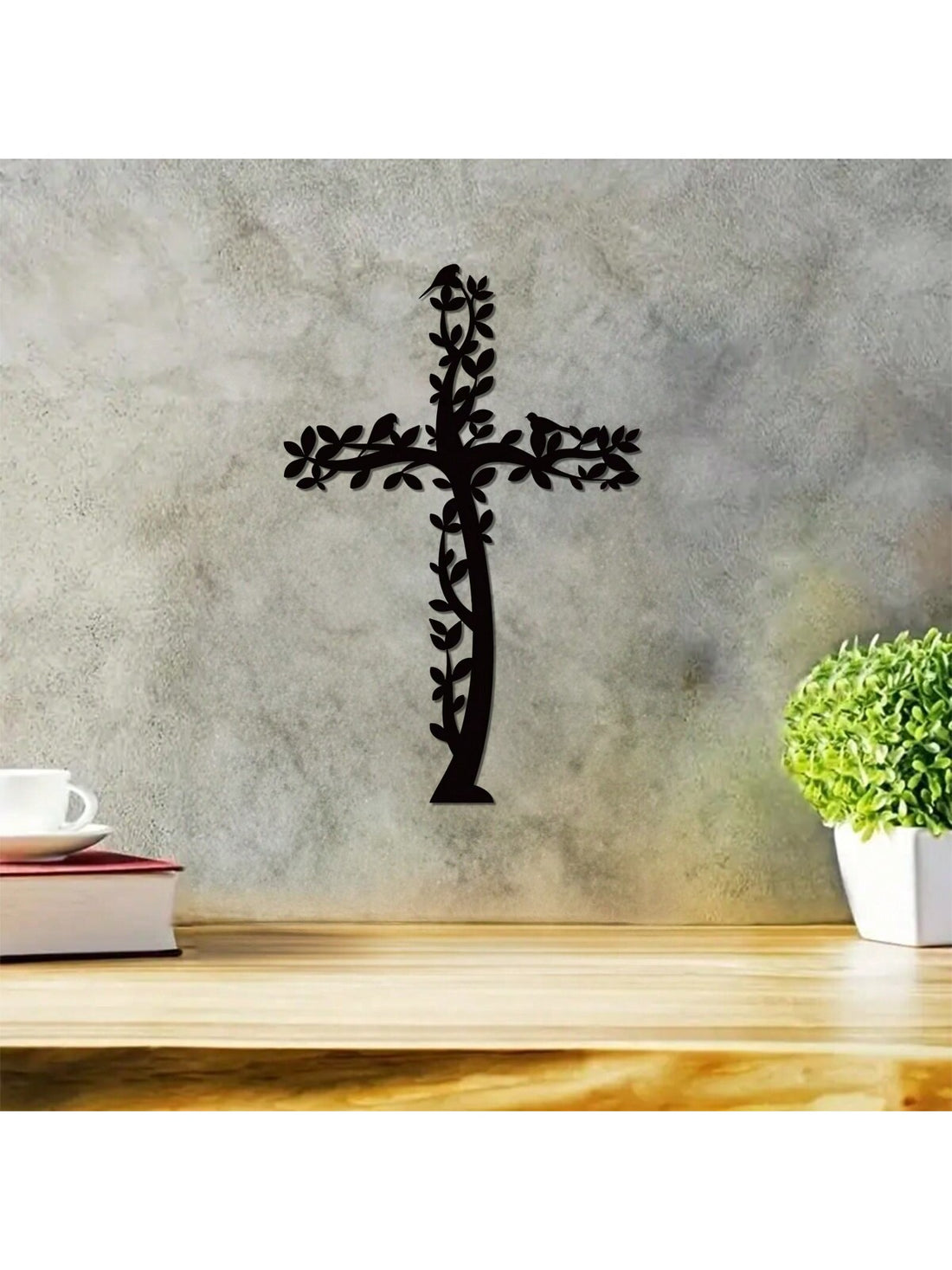 Add a touch of elegance and faith to your living room with our Graceful Cross Metal Wall Art Tree with Birds. Each piece is expertly crafted to create a stunning visual of intertwined branches and birds, representing the beauty of nature and the grace of Christianity. Perfect for housewarmings or as a thoughtful gift.