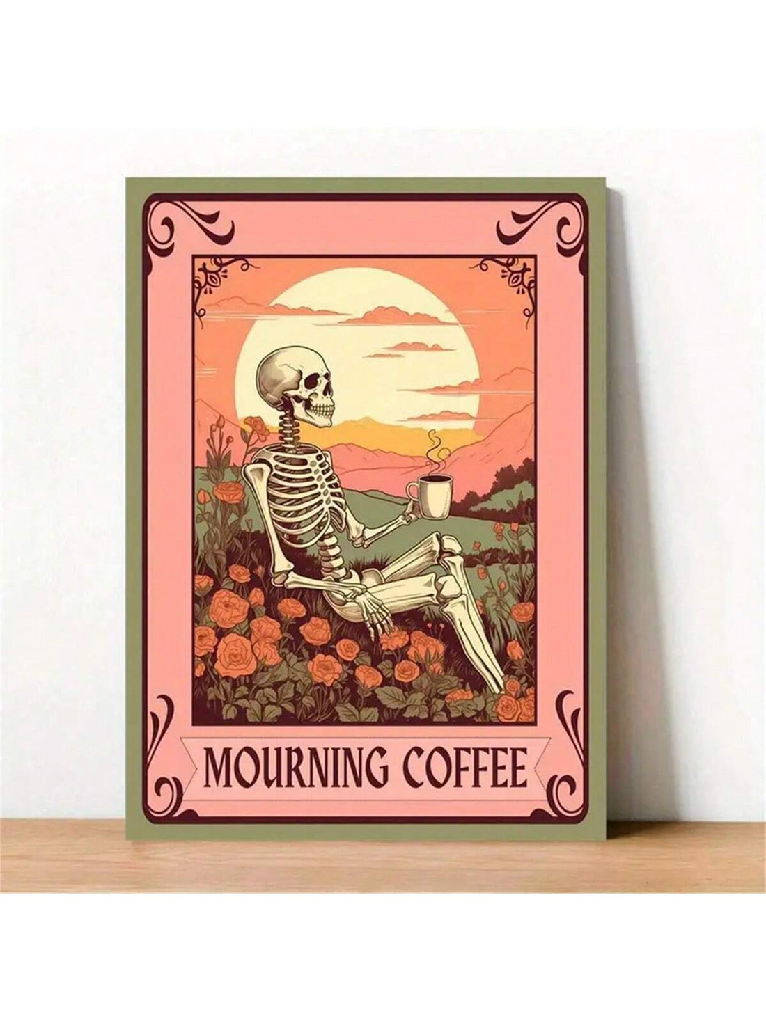 Transform your kitchen or office into a gothic haven with our Quirky Skeleton Coffee Wall Art. Featuring intricate details and a touch of humor, this unique piece is perfect for coffee lovers and lovers of the macabre. Made of high-quality materials for long-lasting durability and style.