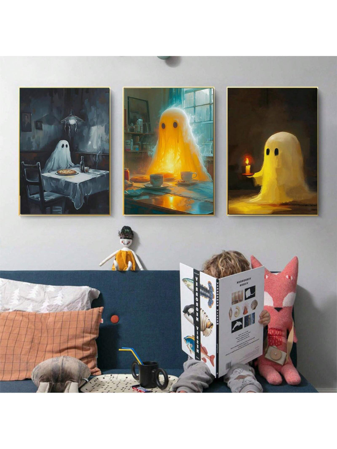 This Vintage Halloween Wall Art Set featuring a fun ghost theme is the perfect addition to your home decor this season. Made from high-quality materials, this set will bring a touch of nostalgia and charm to any space. Enjoy a delightful morning with these playful ghosts.