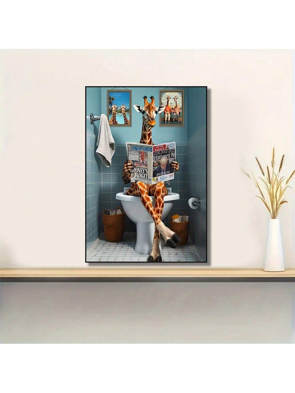 This Whimsical Giraffe Canvas Art is the perfect addition to any space, adding a touch of playfulness and creativity. With its vibrant colors and unique design, it is sure to catch the eye and bring a sense of joy to any room. Made from high-quality materials, this canvas art is durable and long-lasting. Perfect for any animal lover or those in need of a pop of whimsy in their decor.