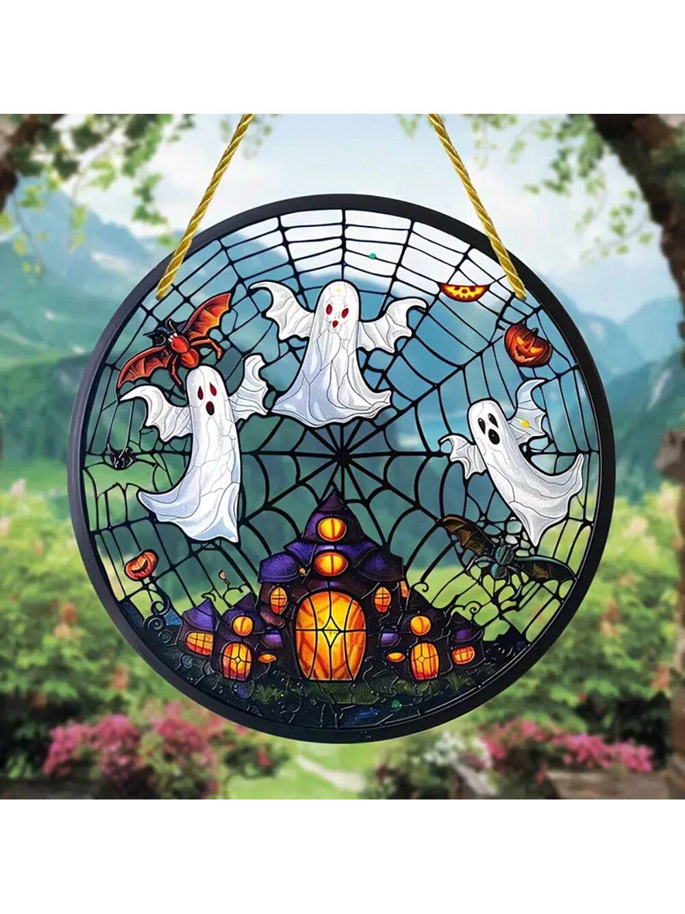 Add some eerie ambiance to your Halloween décor with our Ghost Nightmare Light Catcher. Made of durable acrylic, this window hanging captures light in a captivating way, creating a spooky ghostly silhouette. Perfect for adding an extra touch of fright to your Halloween display.