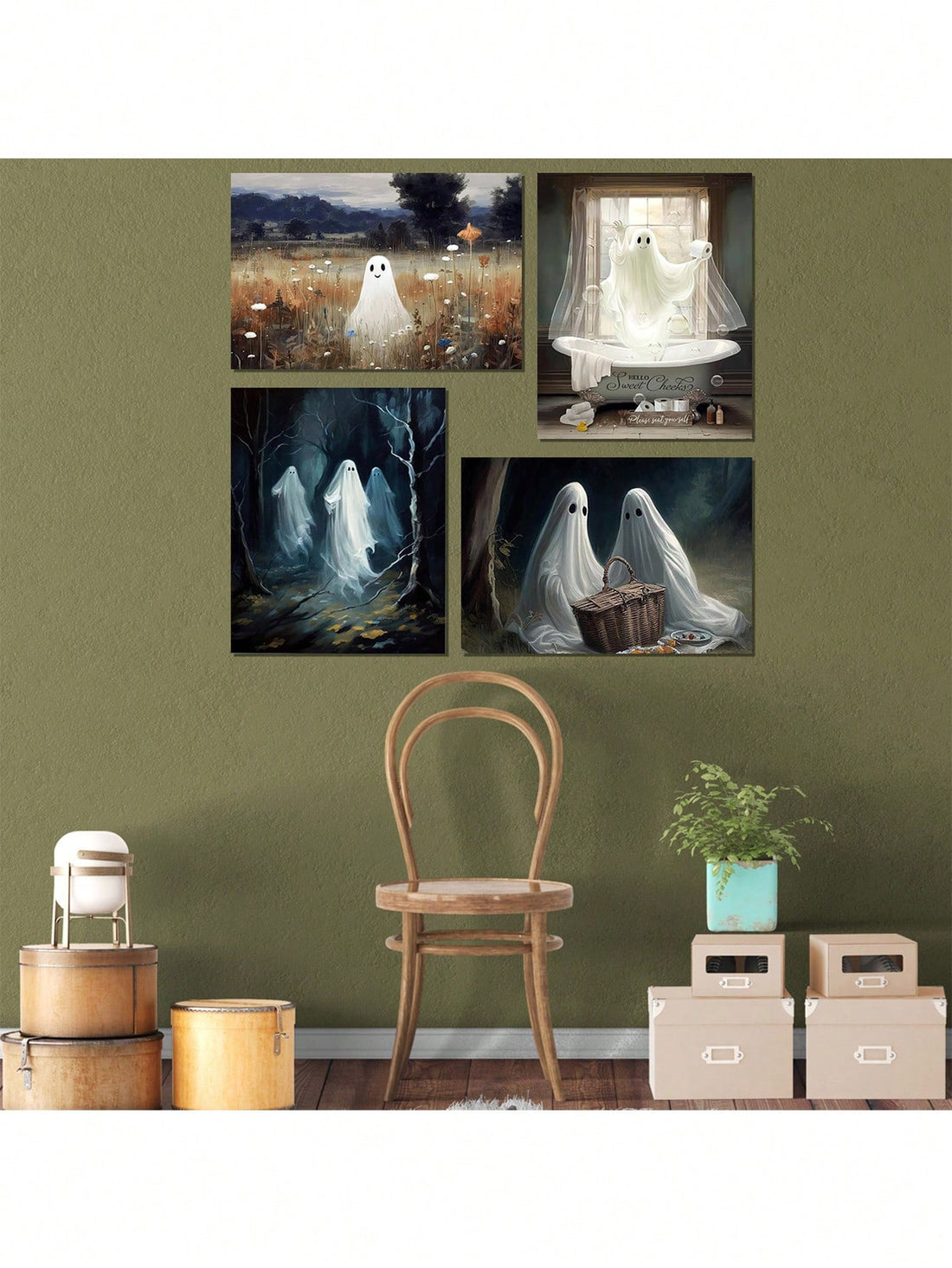 Elevate your farmhouse decor this Halloween with our Spooky Ghost Bathroom Canvas Wall Art Set. This professionally designed set features high-quality canvas prints of spooky ghosts, adding a touch of festive horror to your bathroom. Perfect for creating a creepy and chic atmosphere that will impress your guests.