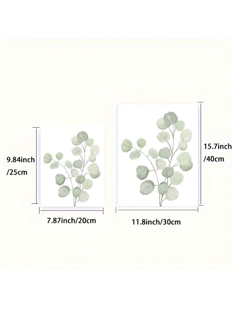 Serene Botanical Bliss: 4-Piece Minimalist Leaves Watercolor Canvas Art Set