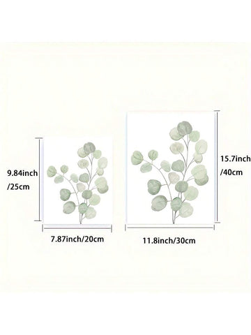 Serene Botanical Bliss: 4-Piece Minimalist Leaves Watercolor Canvas Art Set