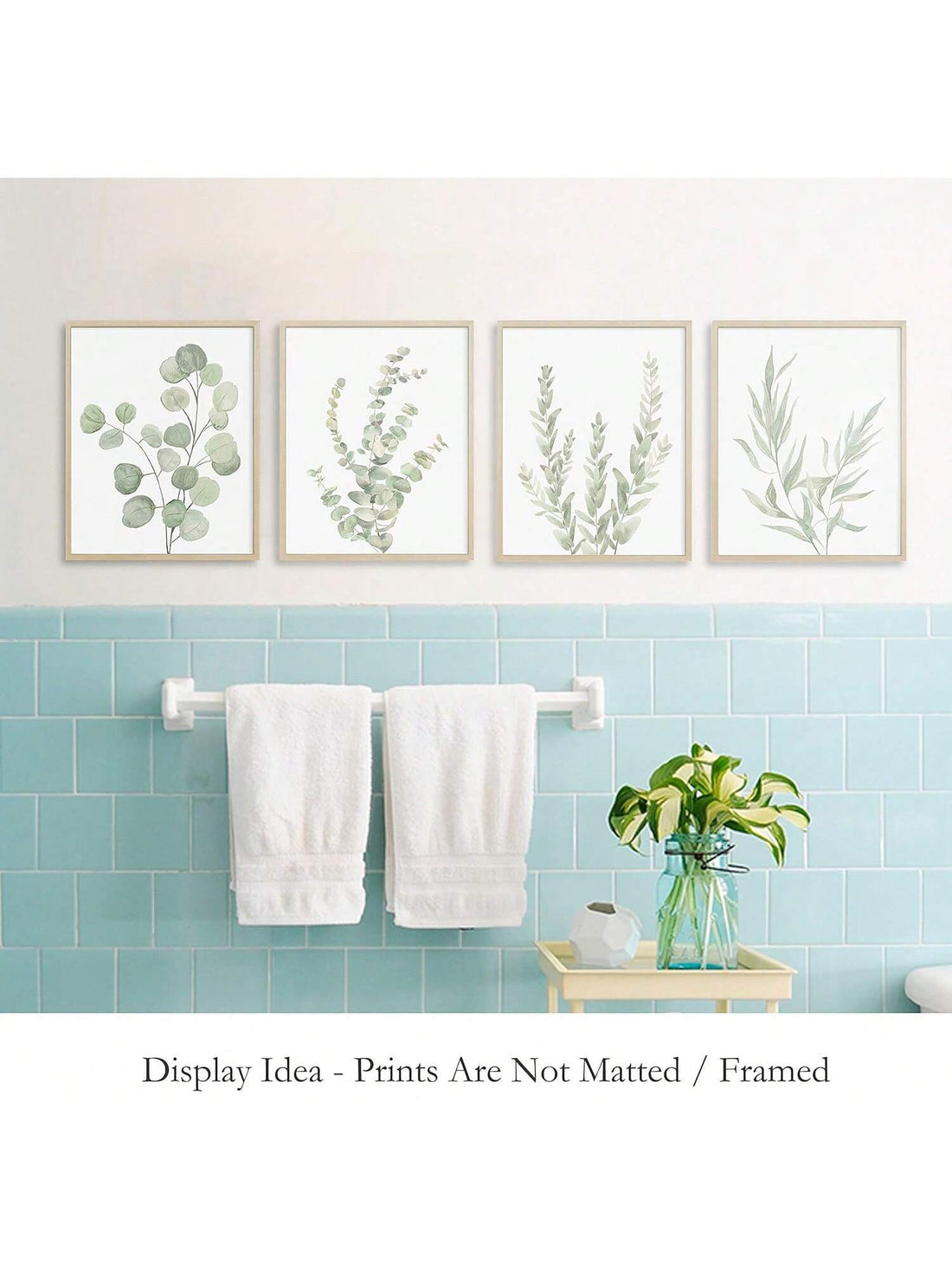 Serene Botanical Bliss: 4-Piece Minimalist Leaves Watercolor Canvas Art Set