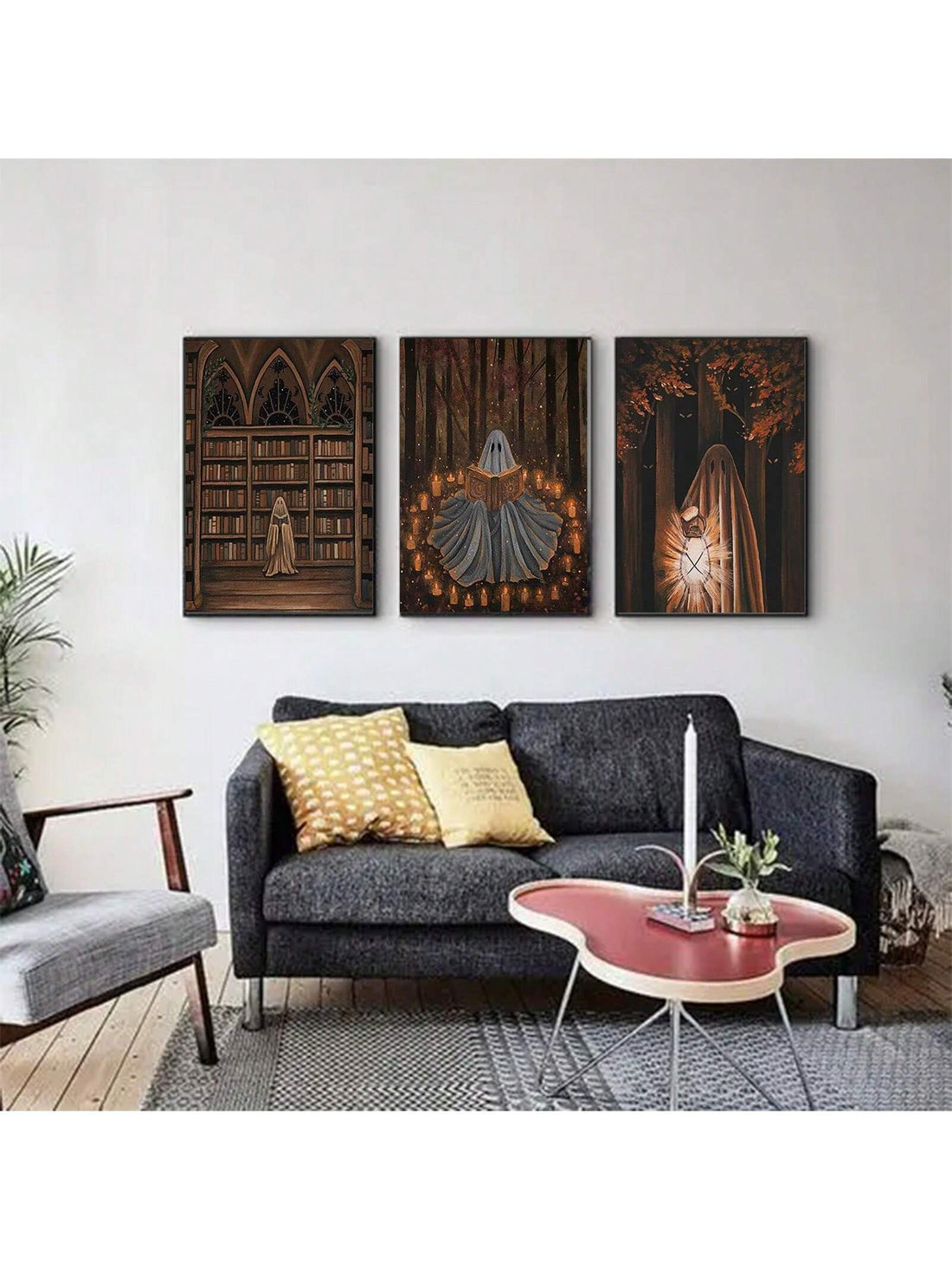 Decorate your home or office with this 3pcs set of vintage Halloween ghost canvas posters. Perfect for the living room, bedroom, or office, these wall decorations add a spooky touch to any space. Made from high-quality canvas, these posters come unframed for a customizable display.