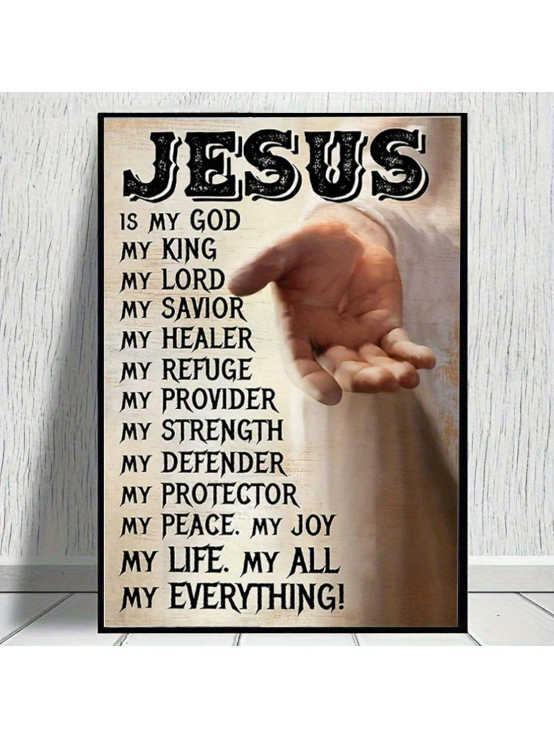 This God's Hand Christian Canvas Poster is the perfect addition to any home decor, office, or living space. Featuring a waterproof design, it is both durable and beautiful. This poster serves as a thoughtful gift for any Christian during festive occasions, reminding them of the constant presence of Jesus in their lives.