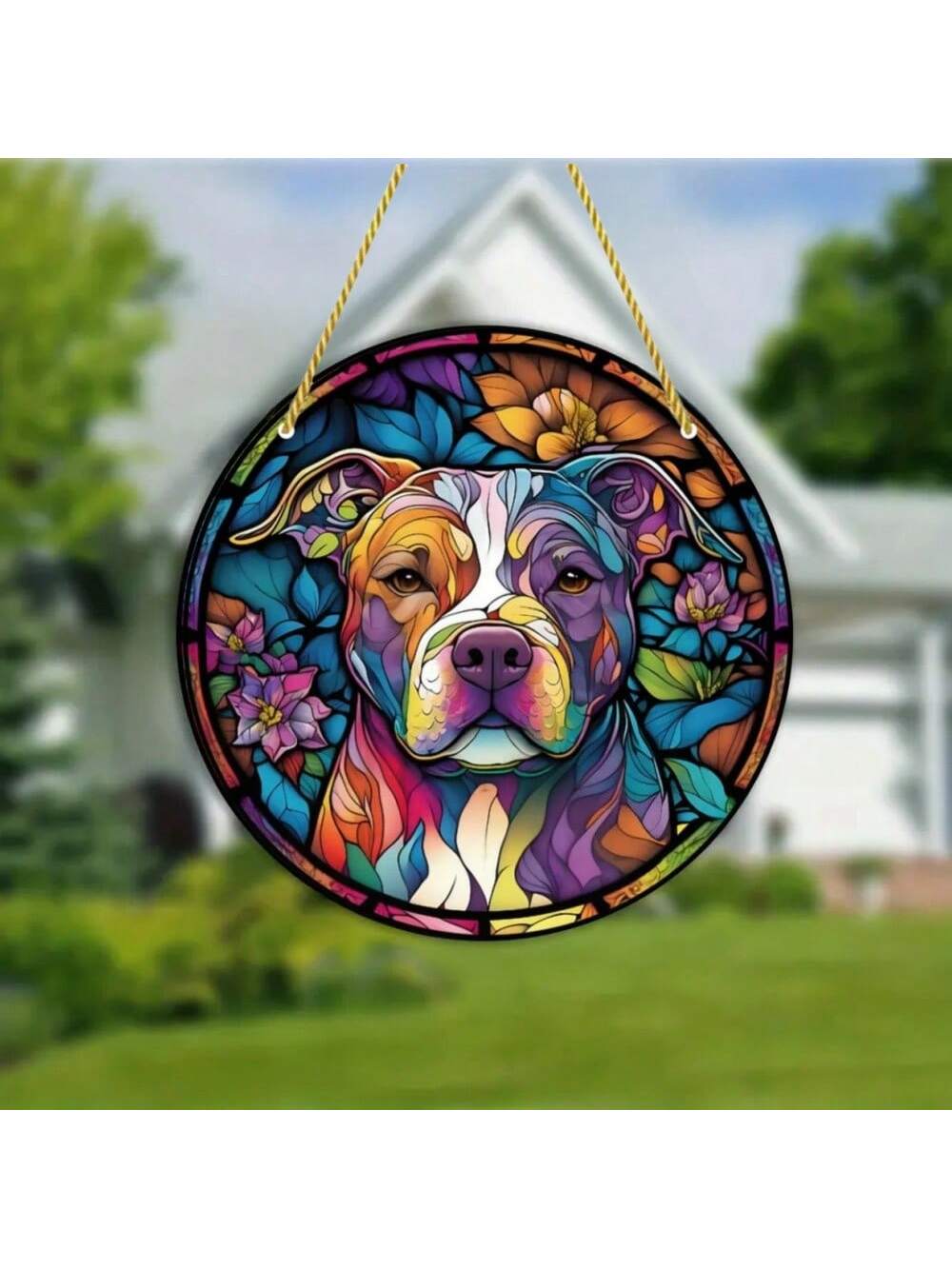 This charming Doggie Delight Stained Glass Suncatcher is the perfect gift for animal lovers. Handcrafted with stained glass, it adds a wonderful touch of color and light to any room. Bring a smile to any dog lover's face with this delightful suncatcher.