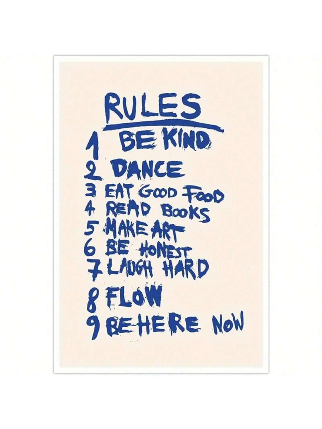 Enhance your space with this Vintage Blue Motivational Wall Art. The inspirational abstract rules poster serves as a powerful daily reminder in your bedroom, dorm, or office. Featuring a classic vintage design, this art piece adds a touch of elegance and motivation to your decor. Educate and inspire yourself with this unique and timeless addition.