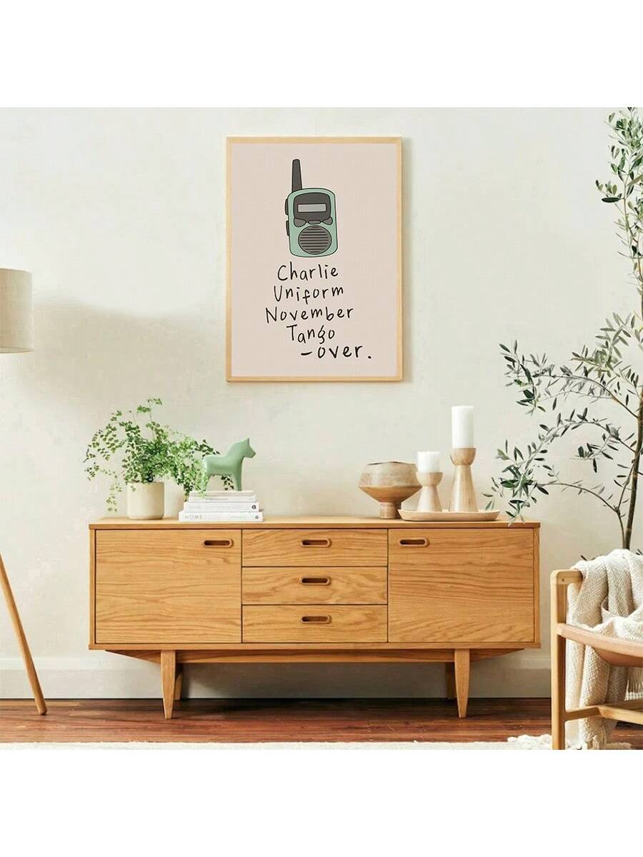 Elevate your space with this unframed walkie talkie poster canvas art, featuring a clever blend of blue and cream tones. Designed to add a touch of humor and modern style, it suits bedrooms and living rooms alike. Its minimalist design complements various décors while sparking conversation and personality in your environment. This piece offers an effortless way to refresh your walls with subtle charm and wit.