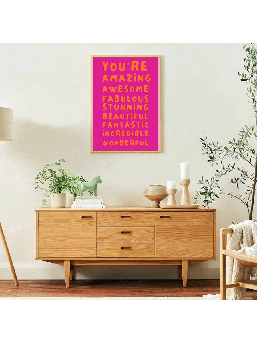 Add a nostalgic touch to any space with this Retro 70s Pink Canvas Wall Art featuring the uplifting message "You Are Wonderful." Perfectly sized for dorm rooms, bedrooms, or living areas, this vibrant poster enhances your décor while spreading positivity. Its durable canvas material ensures long-lasting color and quality, making it an ideal gift for birthdays, graduations, or special occasions. Elevate your environment with this timeless piece that blends vintage charm and motivational style.