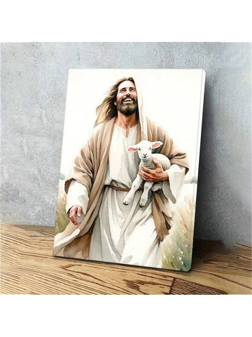 This beautiful canvas print features a heartwarming image of Jesus hugging a lamb, perfect for any Christian home decor. With no frame needed, it's easy to display and adds a touch of joy and faith to any room. Made with high-quality materials, this print is a meaningful and timeless piece.