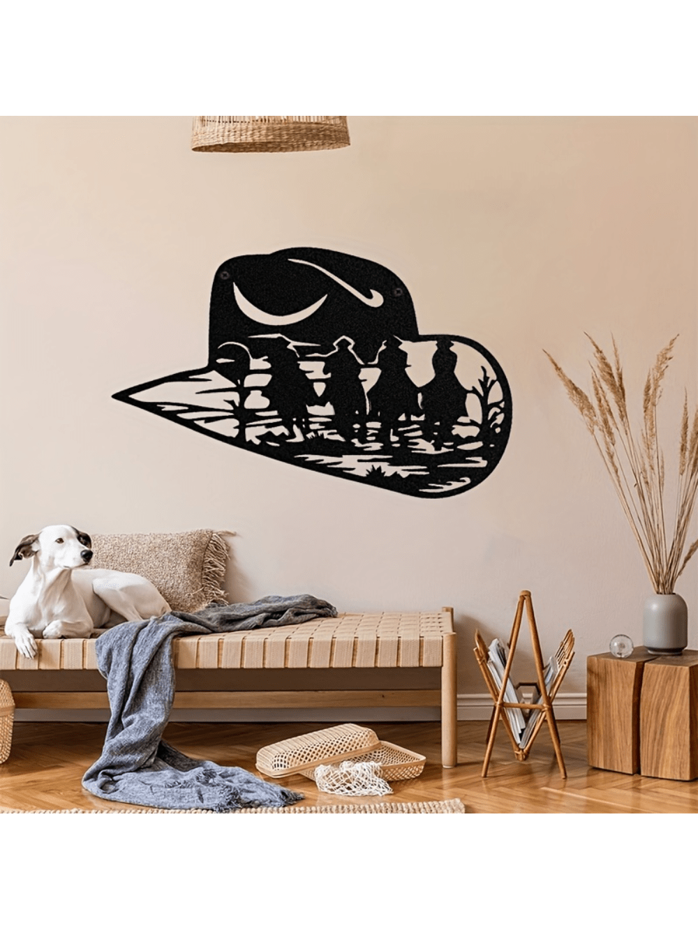 Enhance your farmhouse room decor with our Western Chic: Cowboy Hat Metal Wall Art. Made with high-quality metal, this piece adds a rustic and stylish touch to any space. With its intricate design and durable material, this wall art is the perfect addition for those who love the charm of the Wild West.