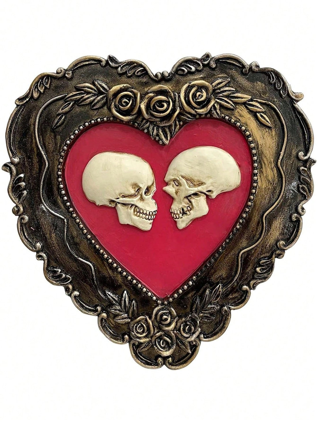 Enhance your home decor with this unique Love Tree Resin Statue &amp; Framed Micro Realistic Human Skull Gothic Wall Art Decor Set. Made with high-quality materials, this set adds a touch of gothic charm to any room. The intricate details of the skull and the beautiful love tree design make for a one-of-a-kind piece that is sure to impress.