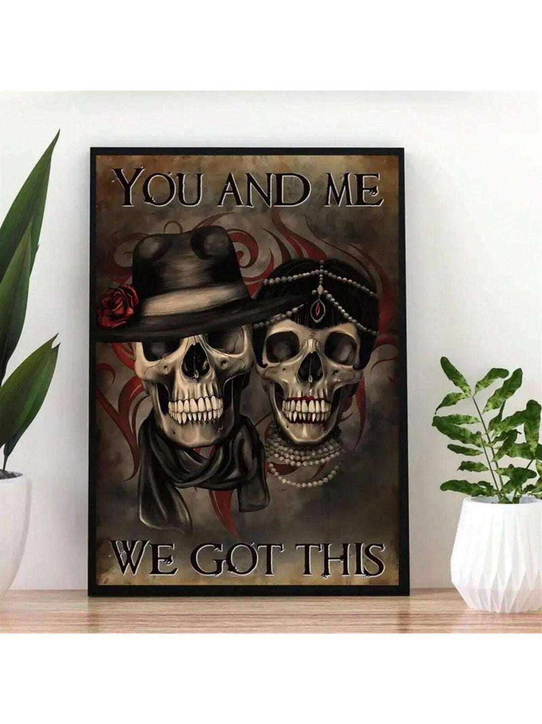 Enhance your Halloween decor with our stylish Skull Love Canvas Poster. Perfect for any bedroom or living room, this spooky poster adds a touch of fright to your space. Made with durable canvas material and high-quality printing, it is the perfect addition to your Halloween decoration collection.