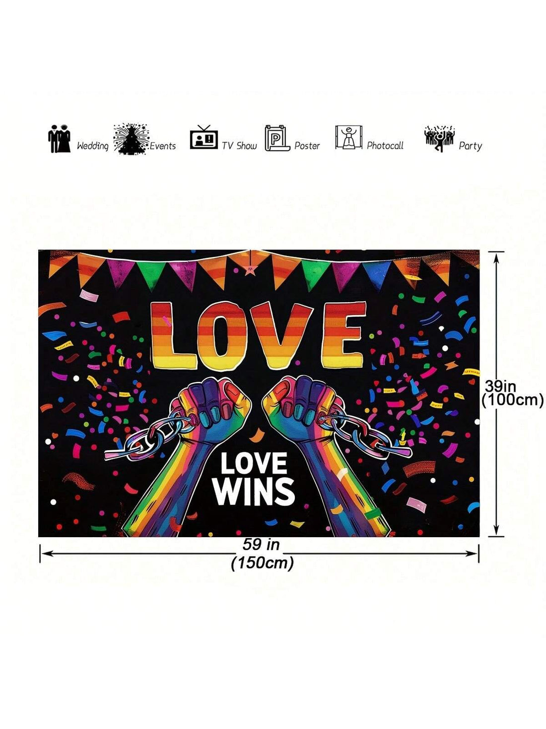 This Love Wins Rainbow Pride Hanging Sign is the perfect addition to any party or holiday celebration. Show your support for love and equality with this vibrant and festive decor piece. Made with high-quality materials, this sign is durable and reusable for future events.