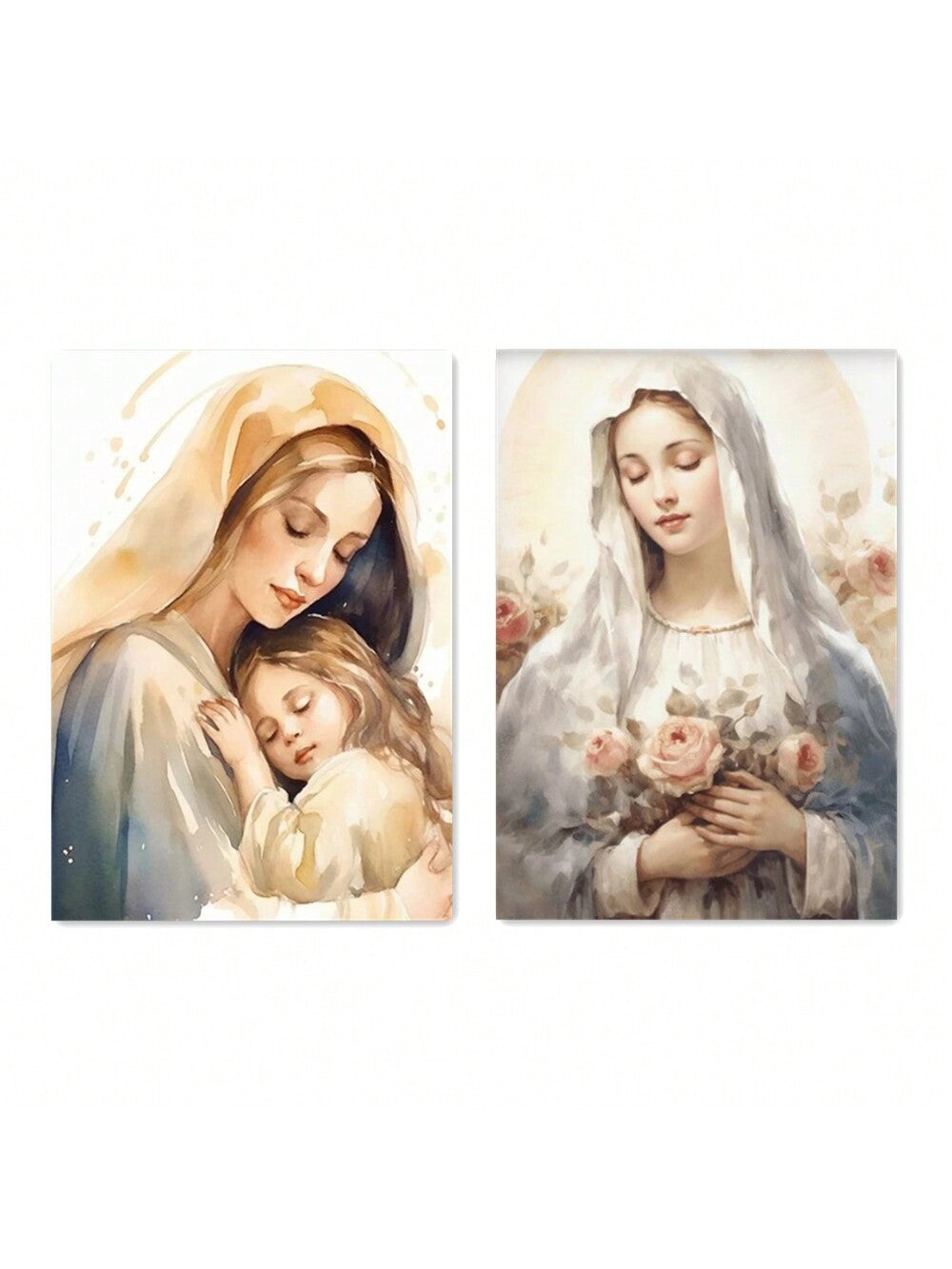 Enhance your home decor with this beautiful Blessed Virgin Mary &amp; Child Christian Prayer Art Poster Canvas. Featuring a stunning depiction of the Virgin Mary and Baby Jesus, this canvas is a perfect addition to any religious or spiritual space. Made with high-quality materials, this poster will bring a peaceful and sacred atmosphere to any room.