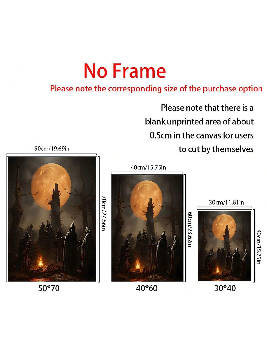 This 3-piece Gothic Halloween wall art set features the Dark Seance Moon, adding a dark and eerie vibe to your home. With its intricate designs and high-quality printing, it's perfect for horror lovers and Halloween enthusiasts. Elevate your decor with this atmospheric and unique piece.