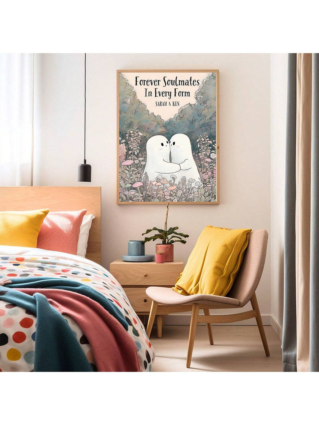 Spooky Cute Ghost Flower Poster - Retro Aesthetic Wall Art for Halloween