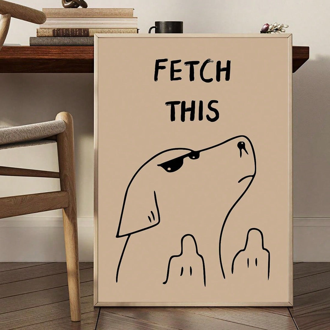 Add some playful charm to your home with our 'Fetch This' Funny Dog Art Print. Featuring a playful pooch, this print will surely bring a smile to your face. Made with high-quality materials, this print is perfect for any dog lover and will add a touch of humor to your home decor.