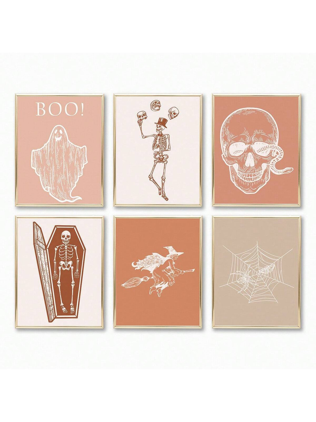 Enhance your home decor with our Boho Halloween Wall Art Set. Featuring 6 spooky prints, this set will add a hauntingly stylish touch to any room. Perfect for Halloween lovers, each print is carefully designed to bring a touch of the macabre to your space. Transform your home into a spooky yet chic oasis with this unique wall art set.