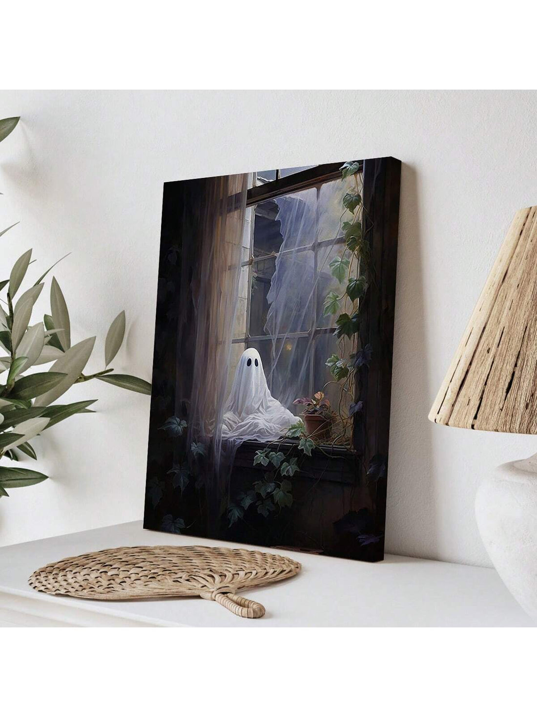 Spooky Chic: Framed Halloween Wall Decor Featuring Cute Gothic Ghost