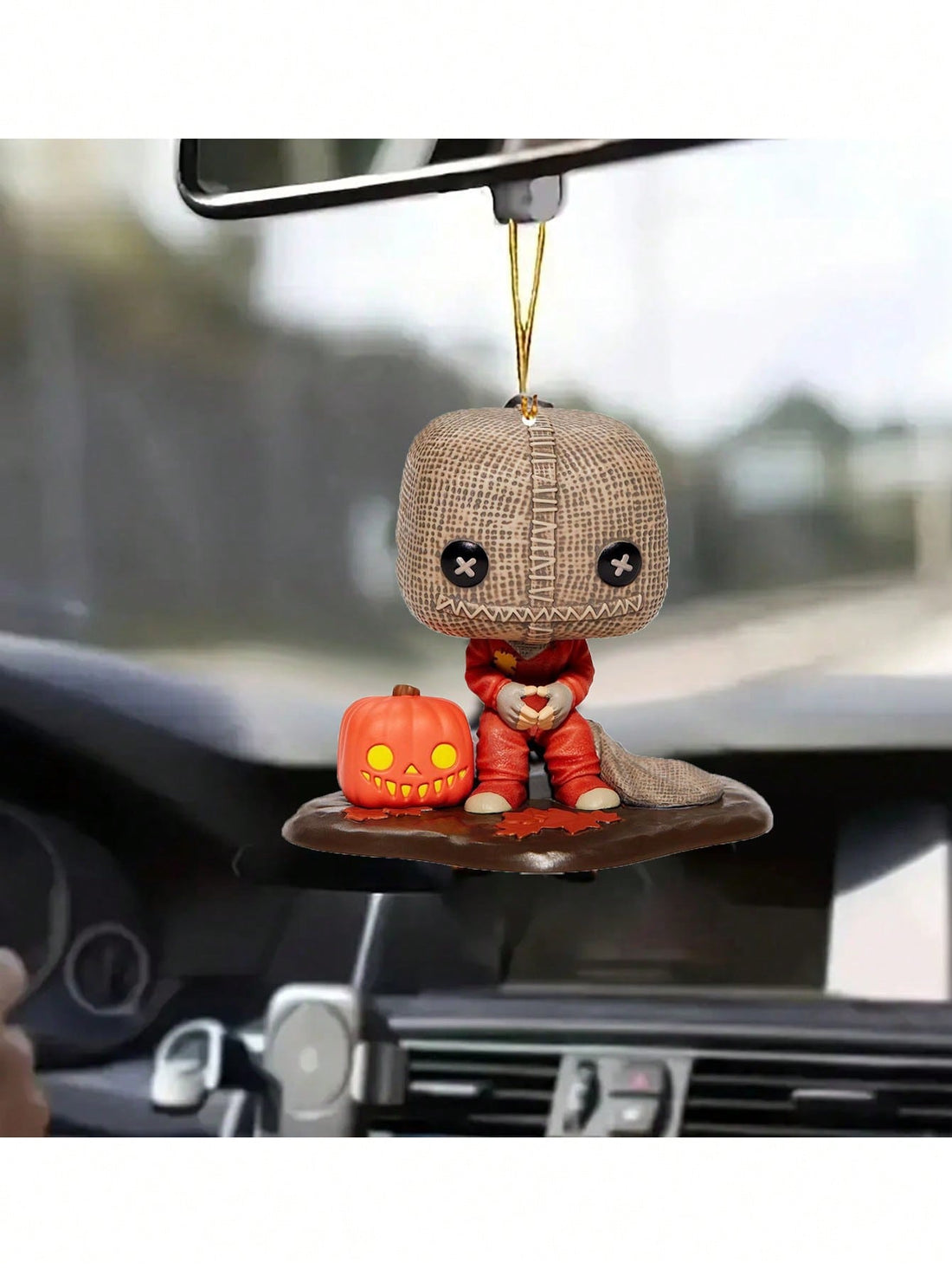 Elevate the spooky factor of your car with our Creepy Car Rearview Mirror Hanging Charm! Crafted from durable acrylic, this Halloween Pumpkin Head Pendant brings a touch of horror to your holiday decor. Get ready to attract attention and add some creepy charm to your car.